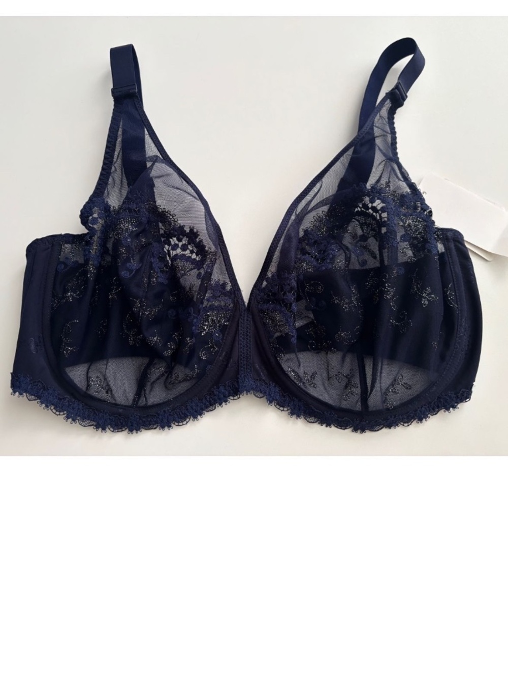 Simone Perele Bra Nwt Wish Full Coverage Plunge 12B319G Sapphire Blue 38G